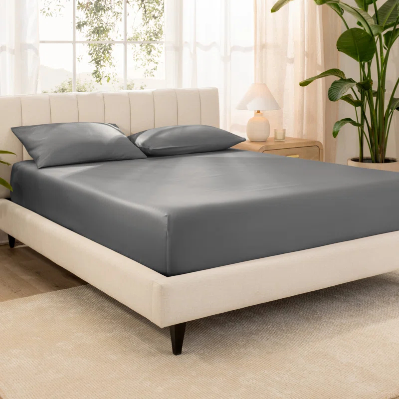 Bare Home Organic Sateen Machine Woven Fitted Sheet
