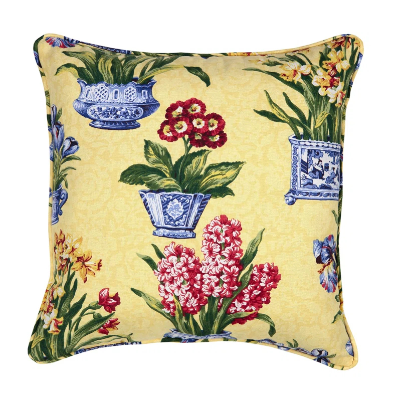 Melanie Floral Cotton Reversible Throw Pillow