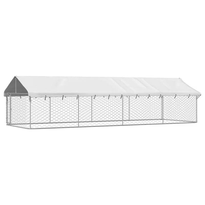 VidaXL 59.1'' H Galvanized Steel Yard Kennel With Door