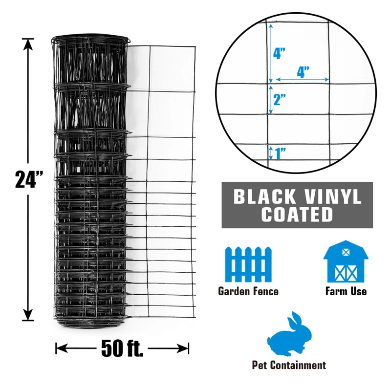 Fencer Wire Fencer Wire Vinyl Coated 16 Gauge Rabbit Guard Fence, Poultry Outdoor Fencing Barrier Wire Roll