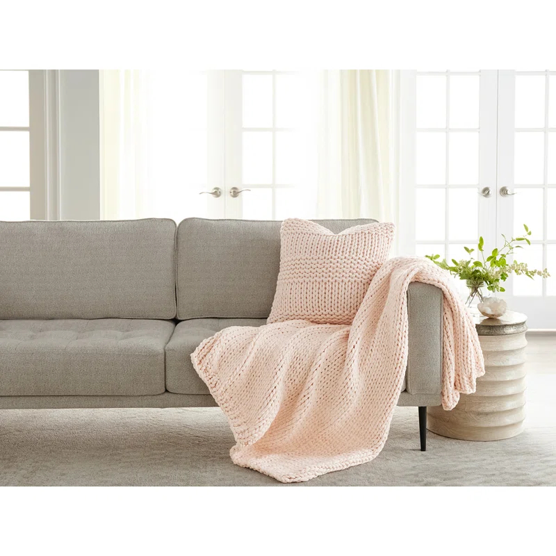 Becky Cameron Cozy Chunky Knit Acrylic Decor Throw Pillow