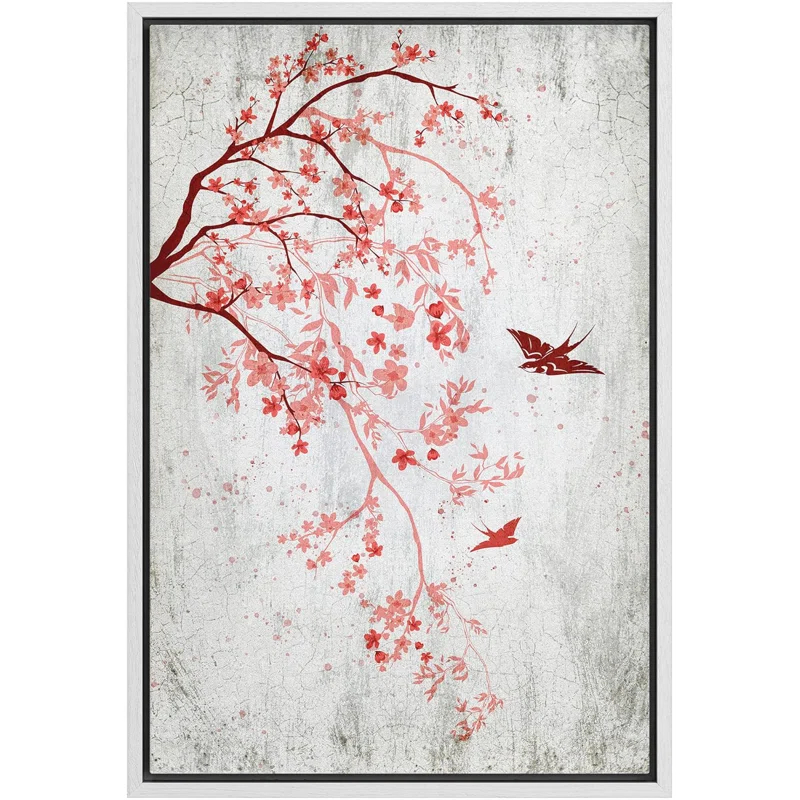 IDEA4WALL " Swallow Flying To Red Cherry Blossoms In Spring "