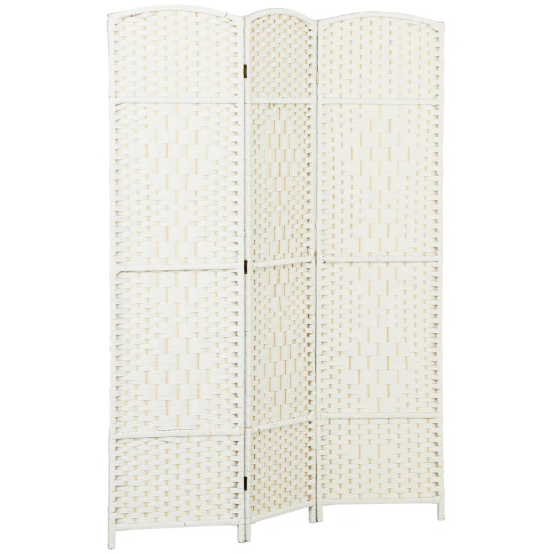 Winston Porter 3 Panel Room Divider, 6' Tall Folding Privacy Screen, Hand-Woven Freestanding Wall Partition For Home Office, Bedroom