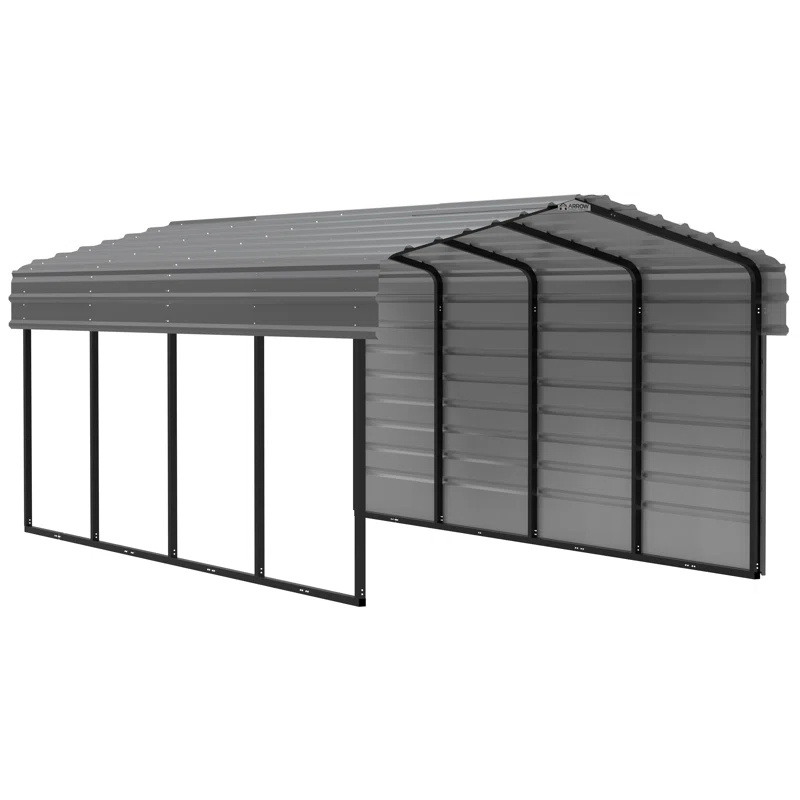 Arrow Arrow Steel Carport with 1 Side Wall Kit, 10X20X07