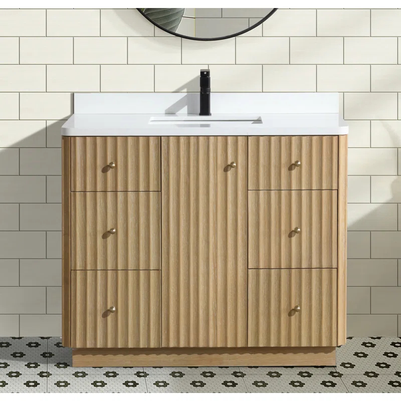 Ari Kitchen & Bath La Jolla 42'' Single Bathroom Vanity With Engineered Stone Top