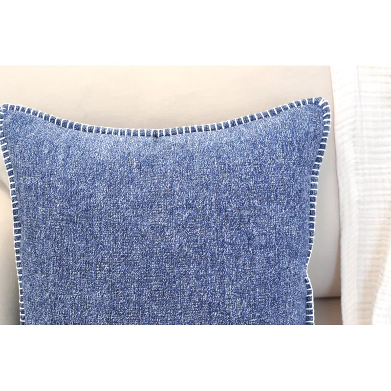 Oveesha Tassel Soft Chenille Throw Pillow Covers With Stitched Edge (Set of 2)