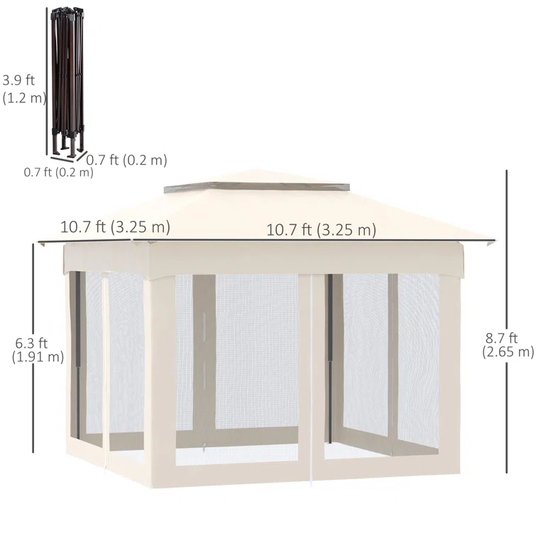 Outsunny 11 Ft. W x 11 Ft. D Steel Patio Gazebo