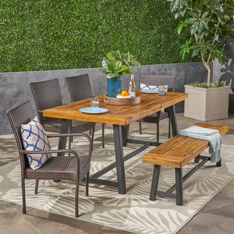 17 Stories Maud 6 - Person Rectangular Outdoor Dining Set
