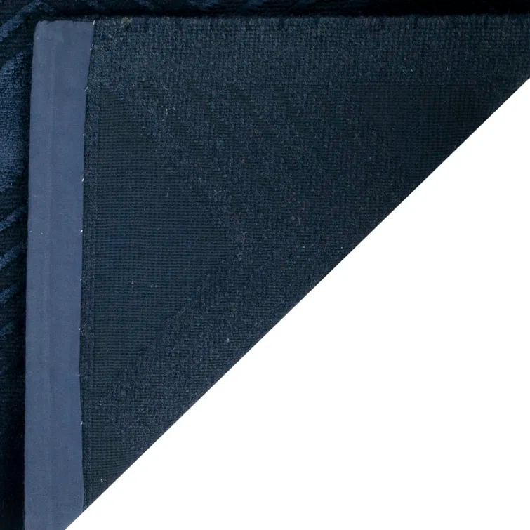 Sapphire Hand-Knotted Wool and Viscose Chevron Area Rug