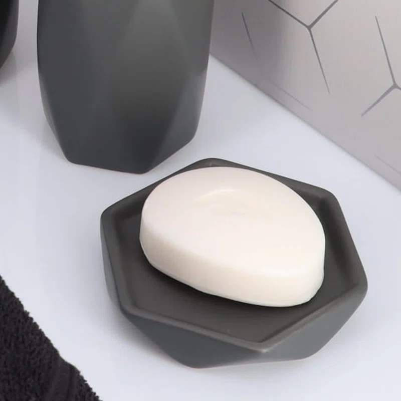 Evideco Diamond Stoneware Bathroom Soap Dish Cup