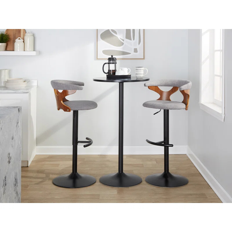 LumiSource Gardenia Swivel Upholstered Adjustable Height Counter Stool with Metal Frame (Set of 2)