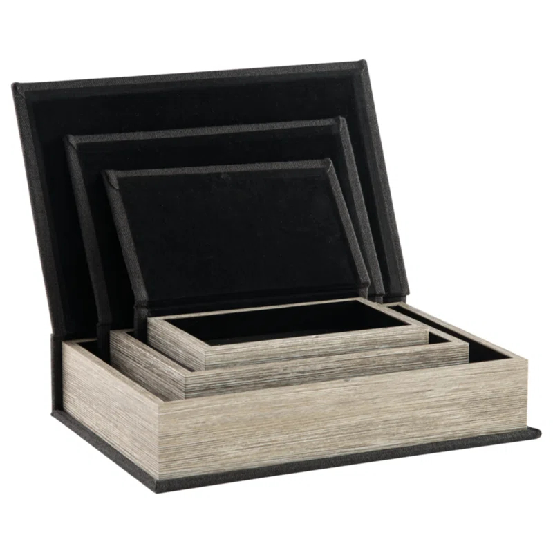 Kepir 3 Piece Fabric Book Box Set