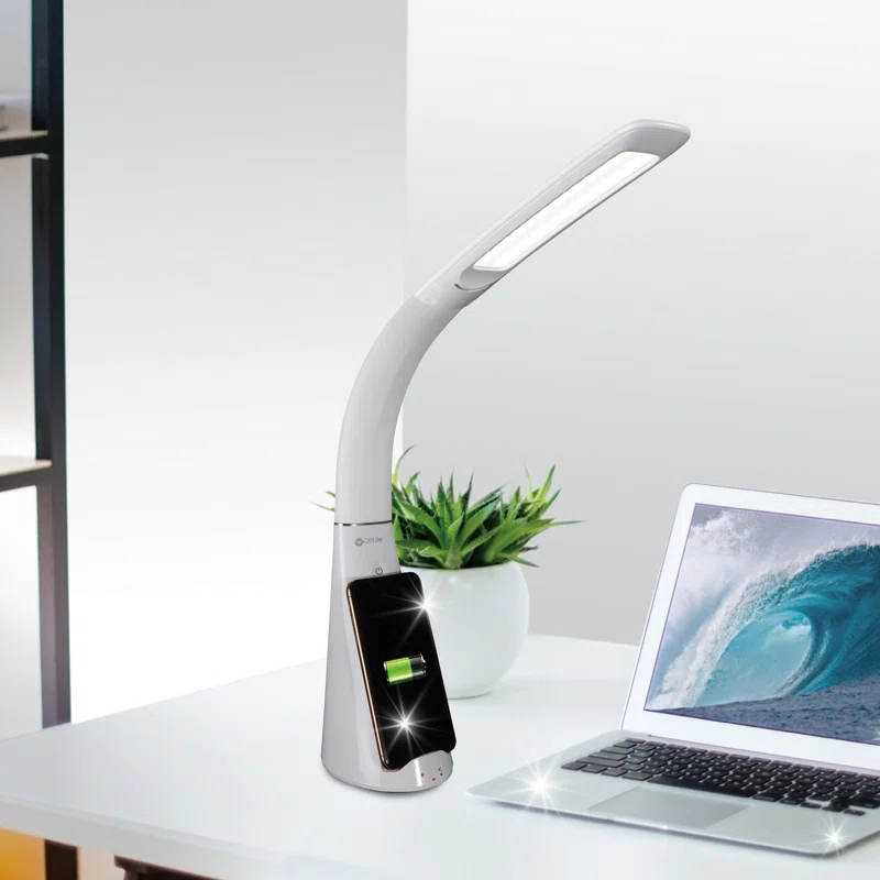 OttLite OttLite Purify LED Sanitizing Desk Lamp with Wireless Charging, Touch Activated, Flexible Neck