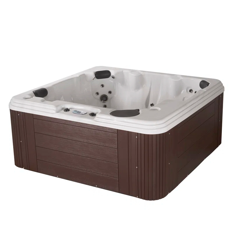 Aqualife® by Strong Spas® Annapolis™ 6-Person 50-Jet Lounger Hot Tub Spa with 2 Pumps, LED Lighting, Stainless Steel Heater and Ozonator, Insulated Cover Included