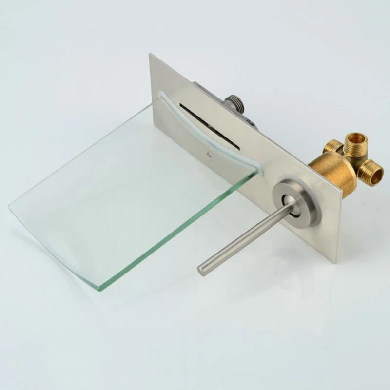 Juno Showers JS2007 Juno Camila Wall-Mount Waterfall Bathroom Faucet – Brushed Nickel Finish with Single Handle Control