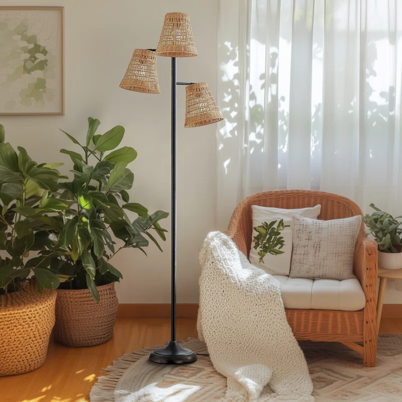 Winston Porter 72.25'' Traditional Rattan Tree Floor Lamp