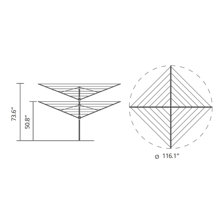 Brabantia Brabantia Lift-O-Matic Outdoor Clothesline 197 Feet (60m) of Drying Space, with Metal Ground Spike and Protective Cover