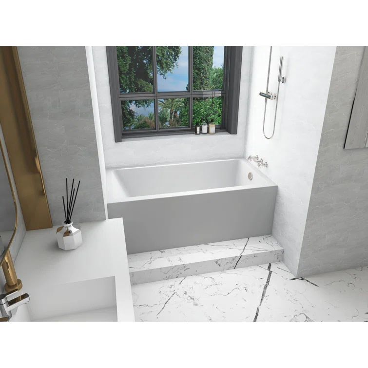 Elegant Lighting BT202-R3260GW Niklaus 60'' x 32'' Alcove/Tile Soaking Bathtub