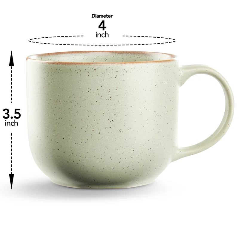 Maison Neuve Riverside Collection By Maison Neuve 4 Piece Set - Hand Crafted Stoneware Mugs Modern Dining Mugs, Large & Multipurpose Shape Mugs, Microwave & Dishwasher safe, 19 Oz  (Set of 4)