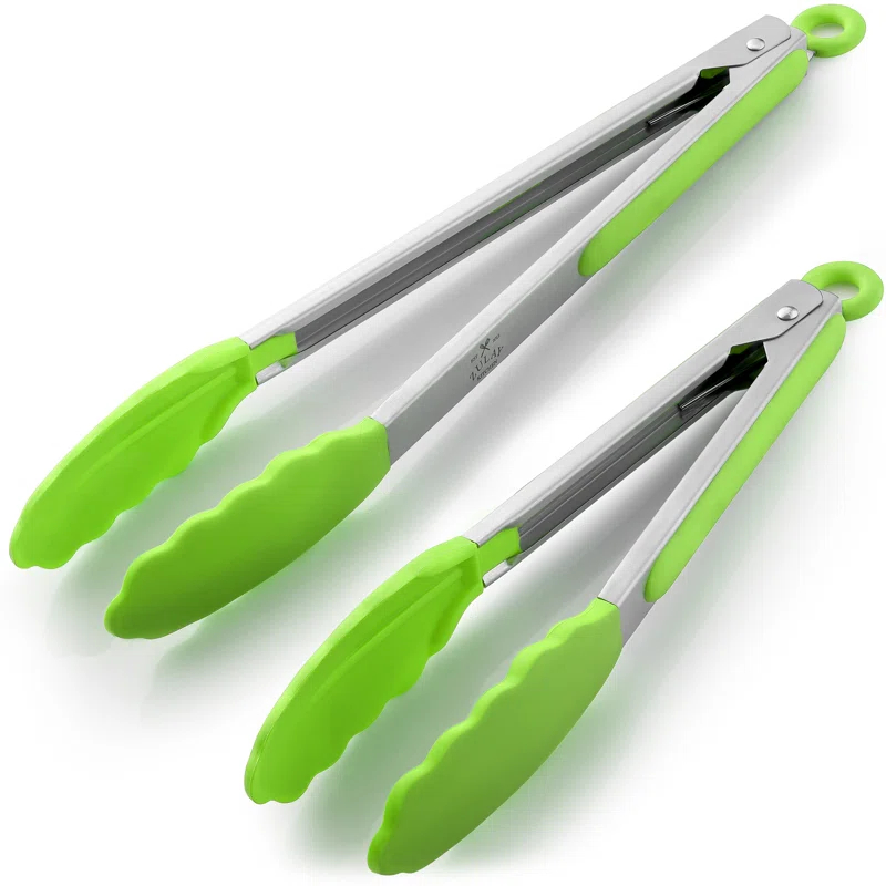 Zulay Kitchen Zulay Kitchen Tongs For Cooking - 2 Pack 9" & 12" Stainless Steel Silicone Tong Set
