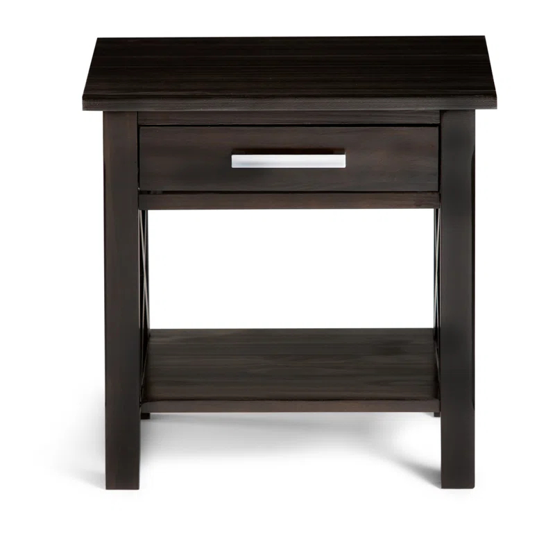 Simpli Home Kitchener 21"W Solid Mango Wood Square End Table with Storage Drawer