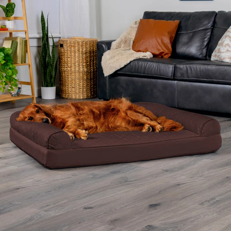 FurHaven Quilted Orthopedic Bolster Sofa Pet Bed