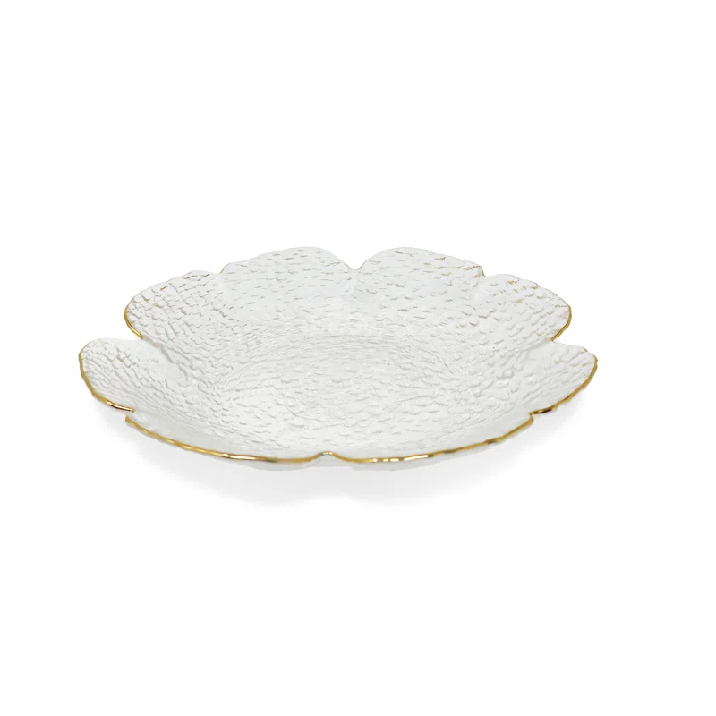 Rosdorf Park Damion Flower Shaped Plate With Gold Rim-9.5"D (Set of 4)