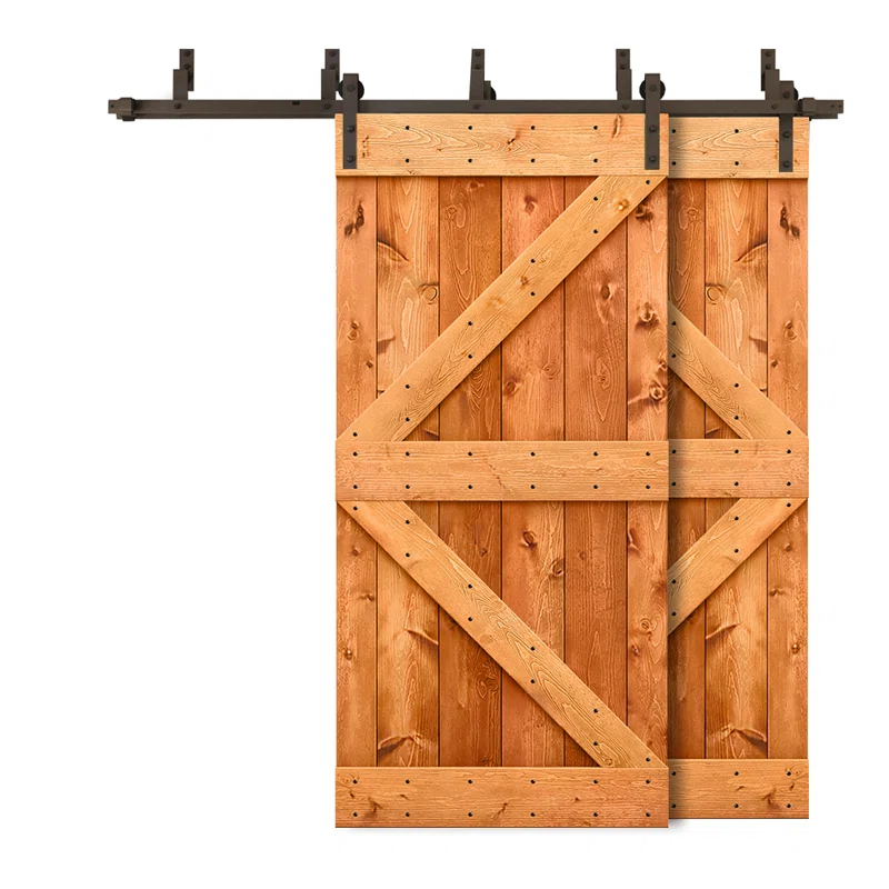 Calhome 84'' Solid Wood Paneled Painted with Installation Hardware Kit Barn Door