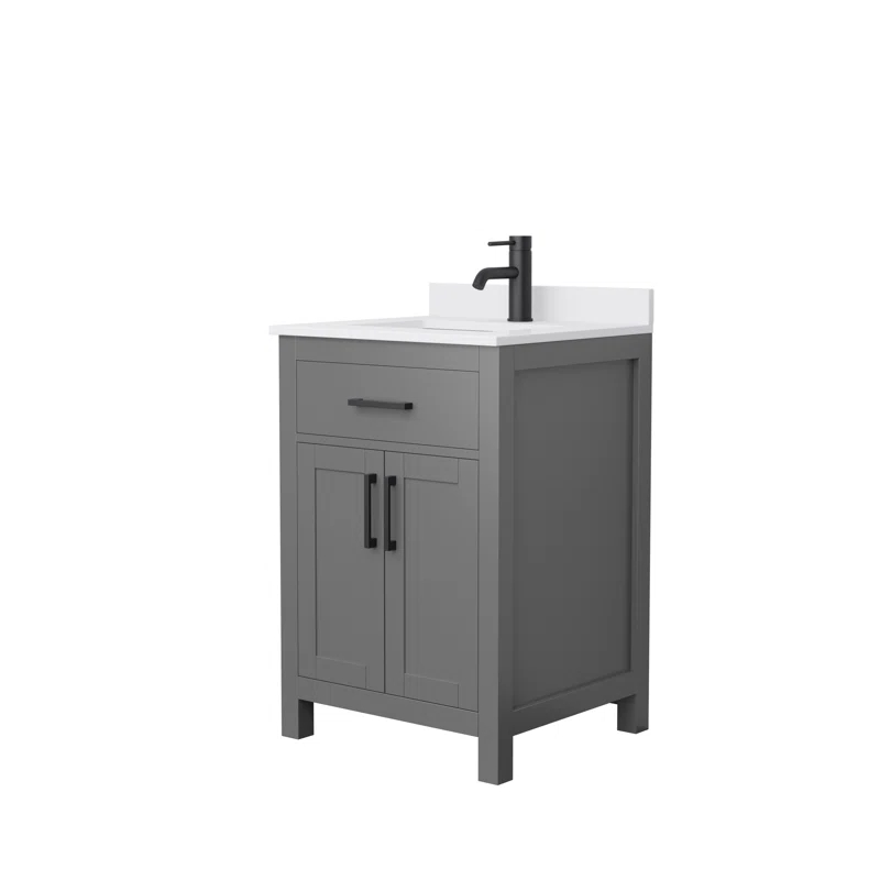 Wyndham Collection Beckett 24" Freestanding Single Bathroom Vanity with Cultured Marble Top