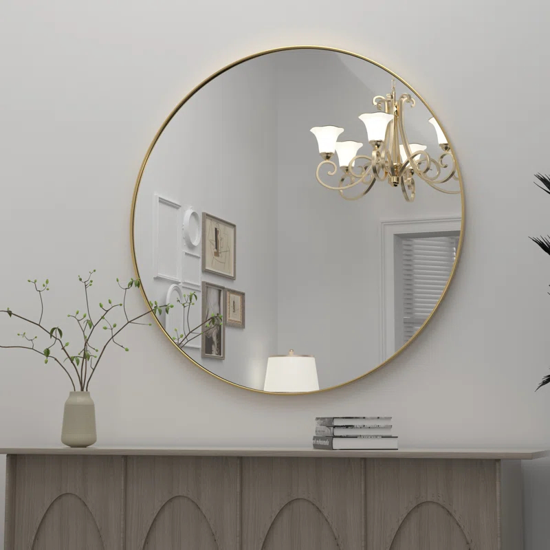 Mercer41 Alauni Round Bathroom Vanity Mirror Wall Mounted Bathroom Circle Mirrors for over sink,Home Decor