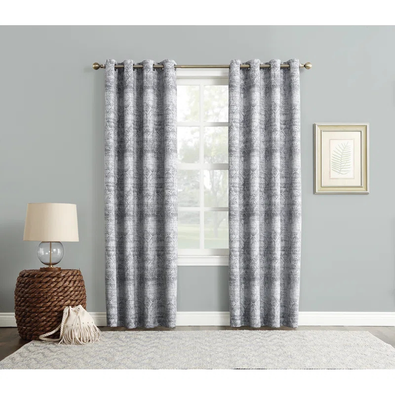 Distressed Global Blackout Lined Grommet Curtain Panel