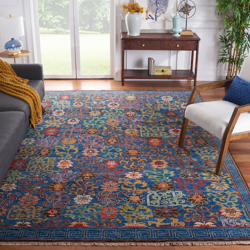 Safavieh Sultanabad Hand Knotted Wool/Cotton Floral Rug in Red/Green/Blue