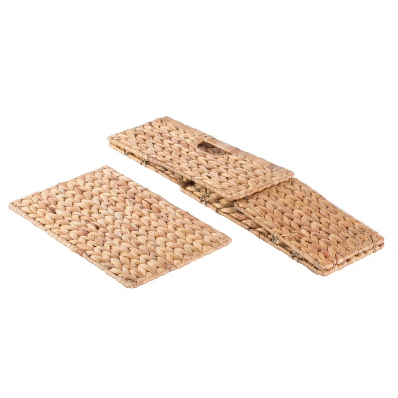 Highland Dunes 3 Small Hyacinth Baskets Rustic Handwoven Multipurpose Foldable Storage Organizer Decorative Laundry Totes and Woven Storage Bin for Bedroom Living Room Bathroom Pantry and Closet