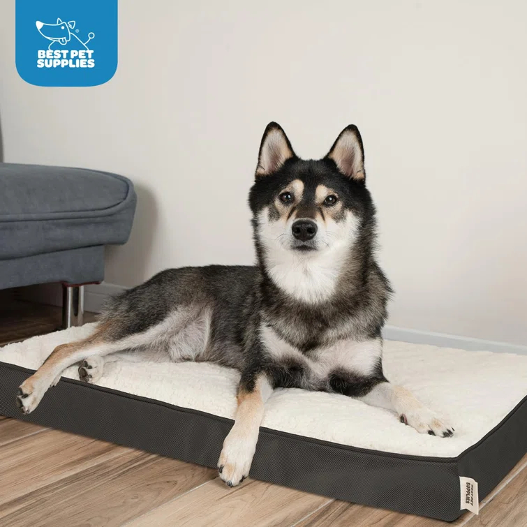 Best Pet Supplies Dog Crate Mat with Waterproof Exterior, Orthopedic Foam, and Sherpa Cover - Brown