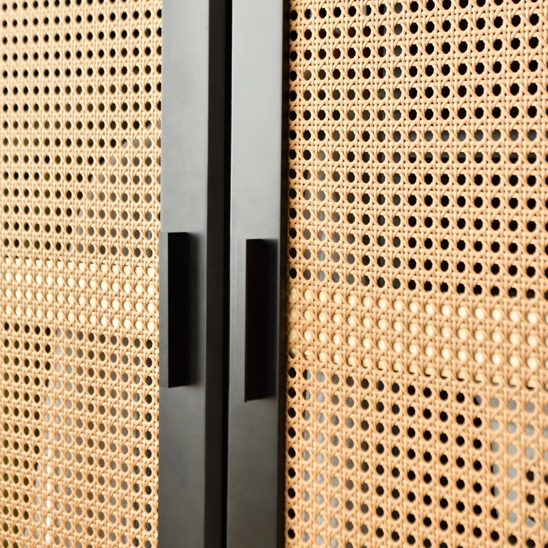 Bay Isle Home™ Solid Pine Wood Rattan Closet with 2 Drawers