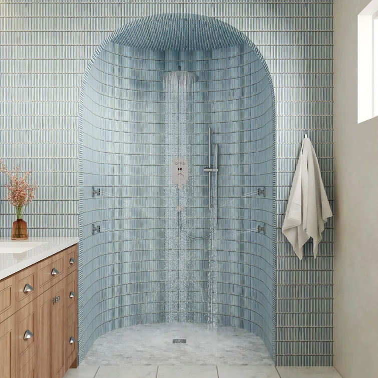 CASAINC 3-Function 12 Inch Temperature Digital Display Shower System With 2-Setting Slider Bar Handheld And 4Pcs Body Jets BR01009SX12BN