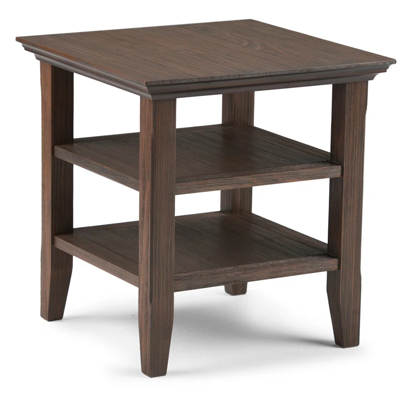 Simpli Home Acadian Solid Wood Transitional Table with Open Shelves
