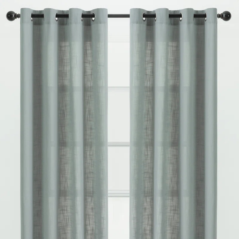 Eider & Ivory™ Monge Solid Semi Sheer Grommet Curtain Panels (Set of 2)