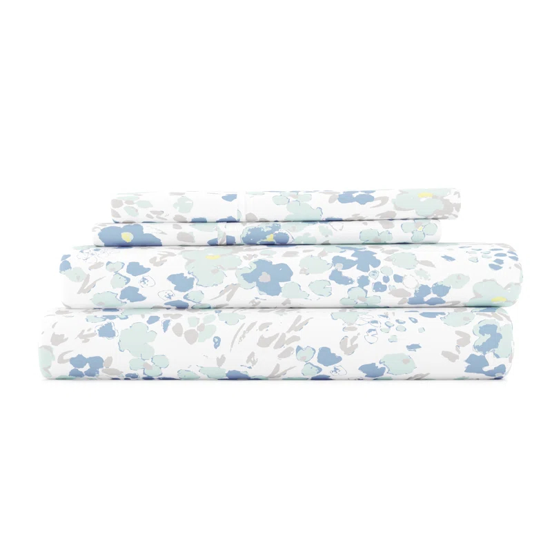 IEnjoy Home Violets Pattern Microfiber Sheet Set