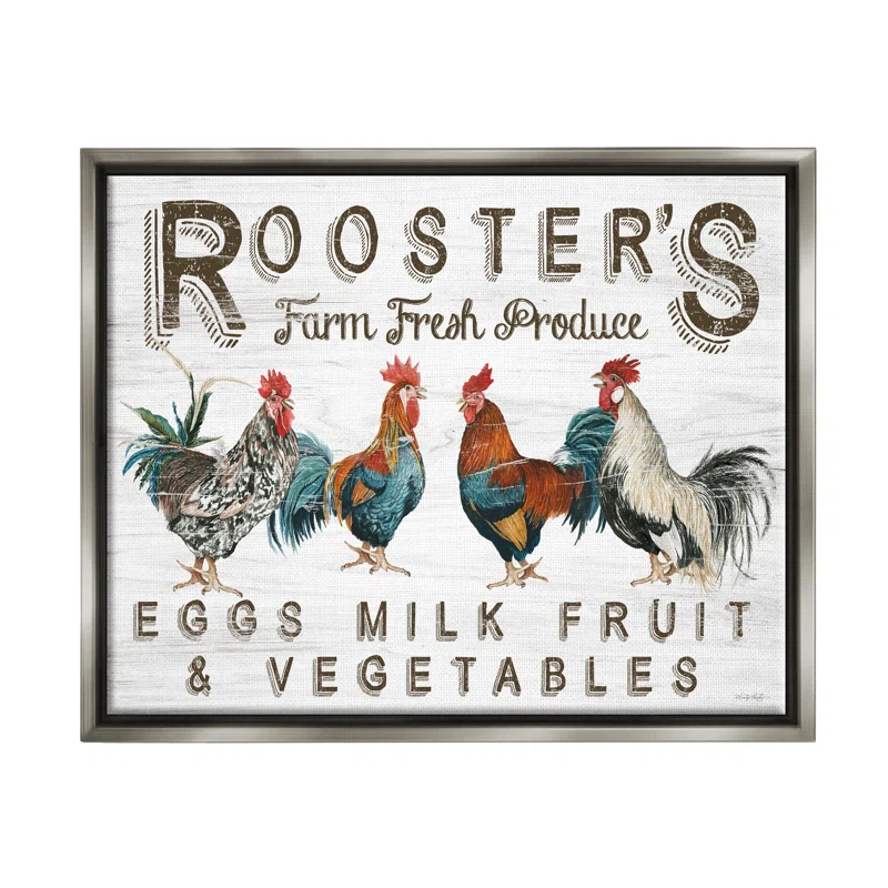 Stupell Industries " Rustic Roosters Farm Fresh Produce " by Cindy Jacobs