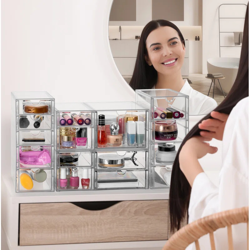 Sorbus Sorbus Clear Storage and Organizer Bins with Drawers,  4 Pcs Stackable Storage Cases for Office, Kitchen, Crafts, and More