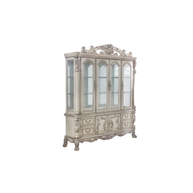 One Allium Way® Hutch Buffet China Cabinet in Vintage Bone White