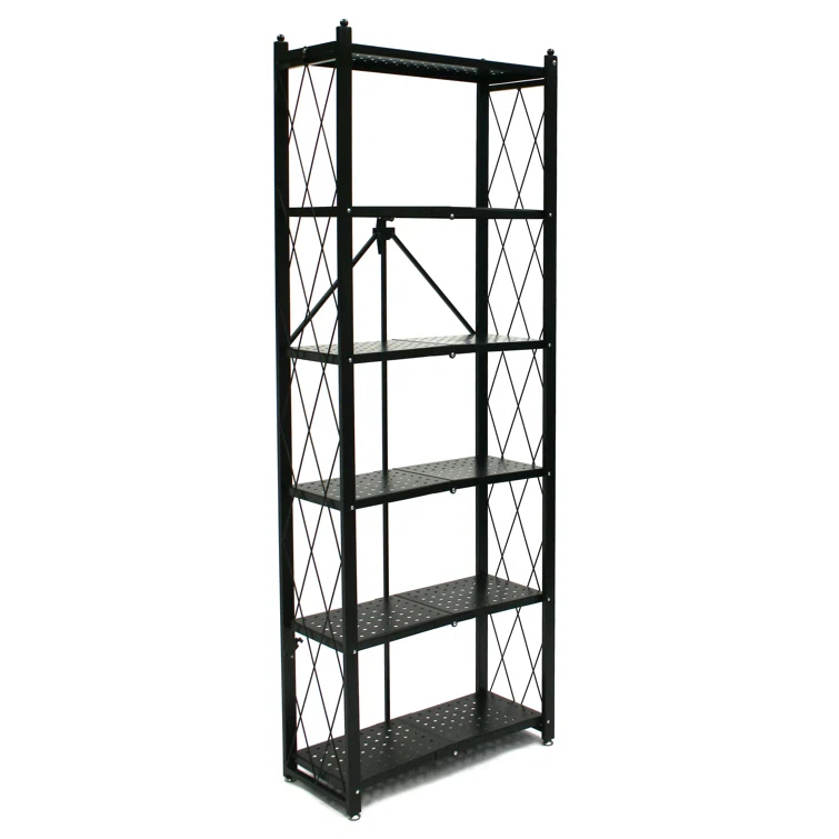 Origami Foldable 6-Shelf Classic Stamped Steel Bookcase
