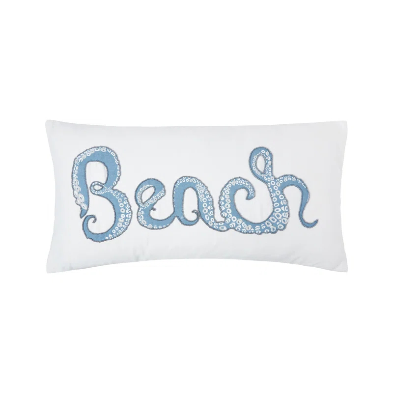 C&F Home Octopus Beach Printed and Beaded Throw Pillow