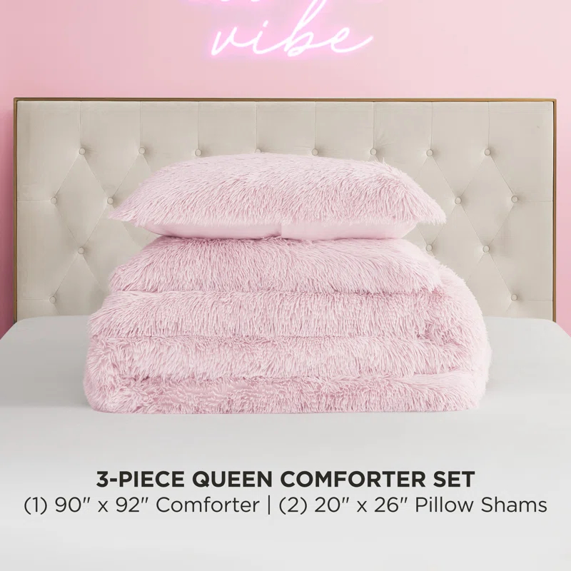 Juicy Couture Juicy Couture Shaggy Faux Fur Comforter & Shams Bedding Sets