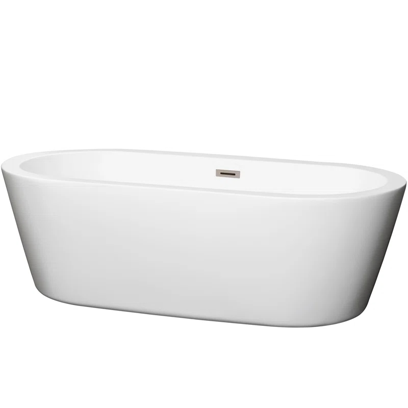 Wyndham Collection WCOBT100371BNTRIM Mermaid 71'' x 33.5'' Freestanding Soaking Acrylic Bathtub