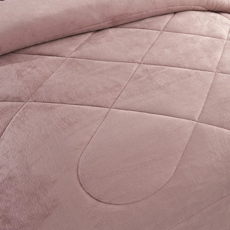 JML JML BorregoSolid1024 Microfiber Reversible 3 Piece Comforter Set, Sherpa Flannel Fleece Bed Blanket, King/Queen