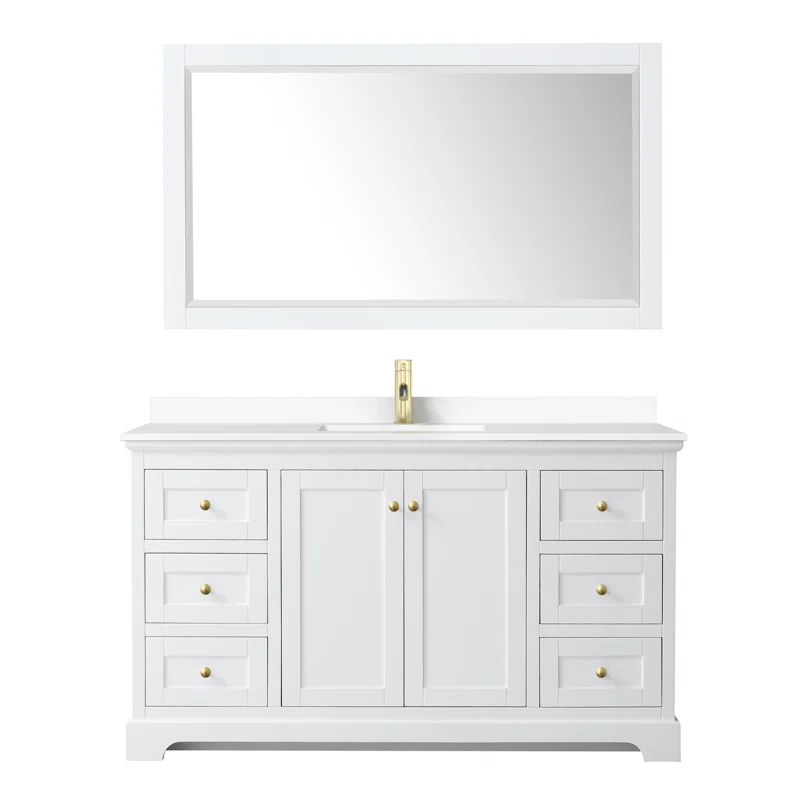Wyndham Collection Avery 60'' Single Bathroom Vanity with Marble Top with Mirror