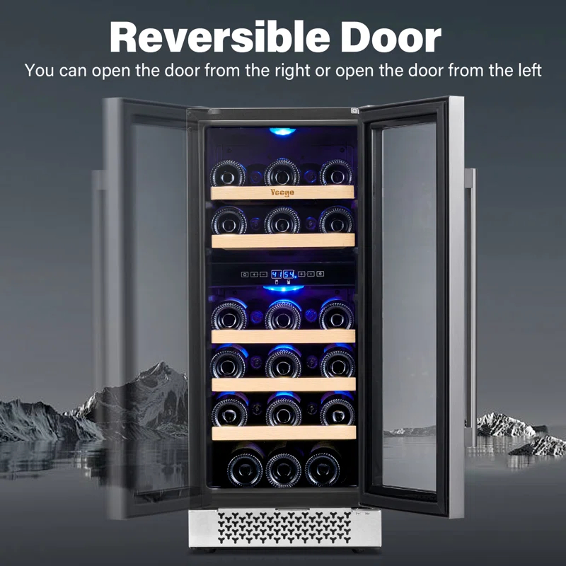 Yeego Yeego 28 Bottles 15" Dual Zone Wine Cooler Under Counter Compressor Wine Refrigerator
