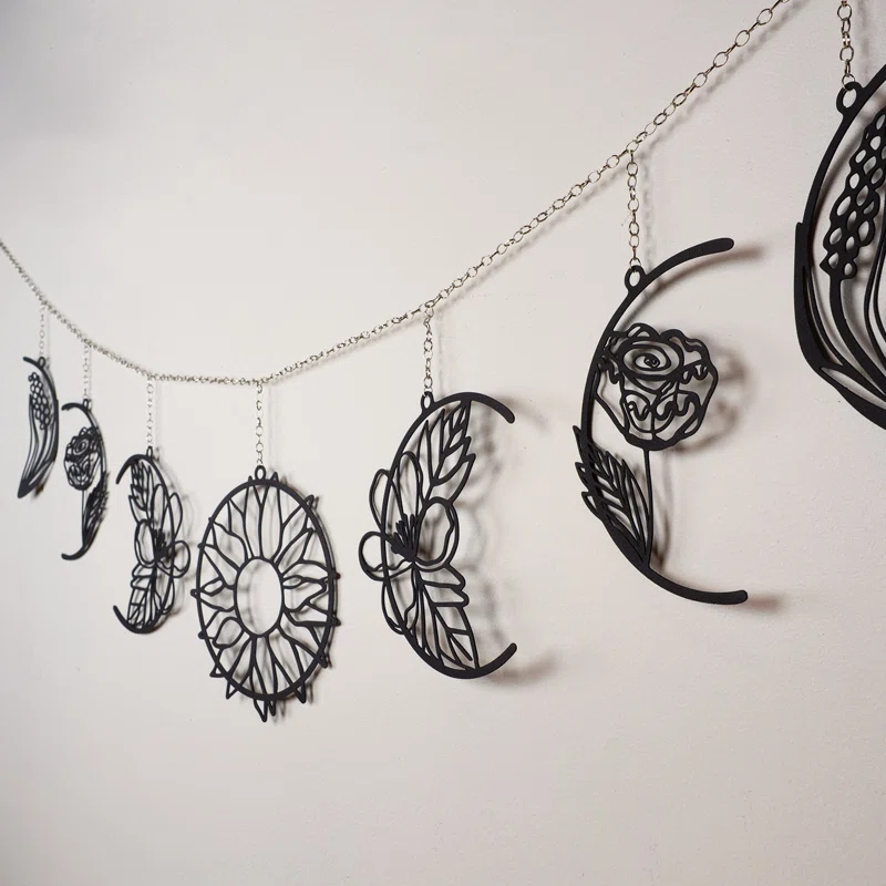 Floral Moon Phases Metal Wall Decor